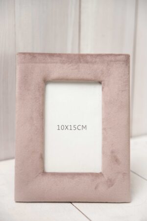 Aksamitna ramka na zdjęcie 10x15 cm różowa